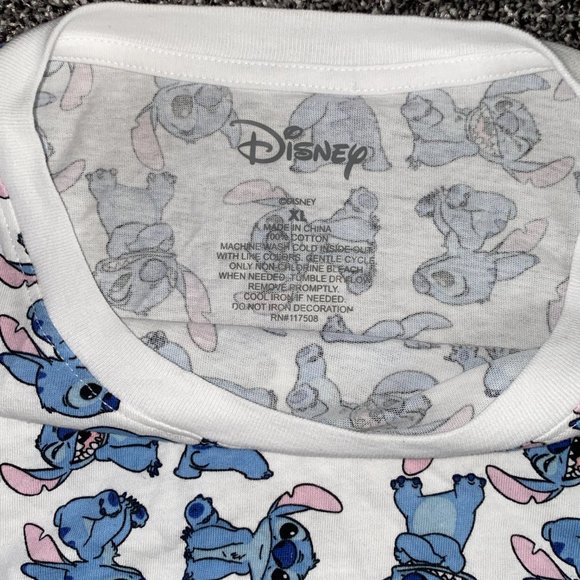 New Disney Lilo and Stitch Womens XL Crop Top Shirt White Blue Drawstring Sides - Picture 3 of 5